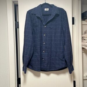 Men’s Marine Layer Navy Plaid Flannel 100% Cotton- size large